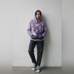 Purple Graphic Hoodie with Black Pants